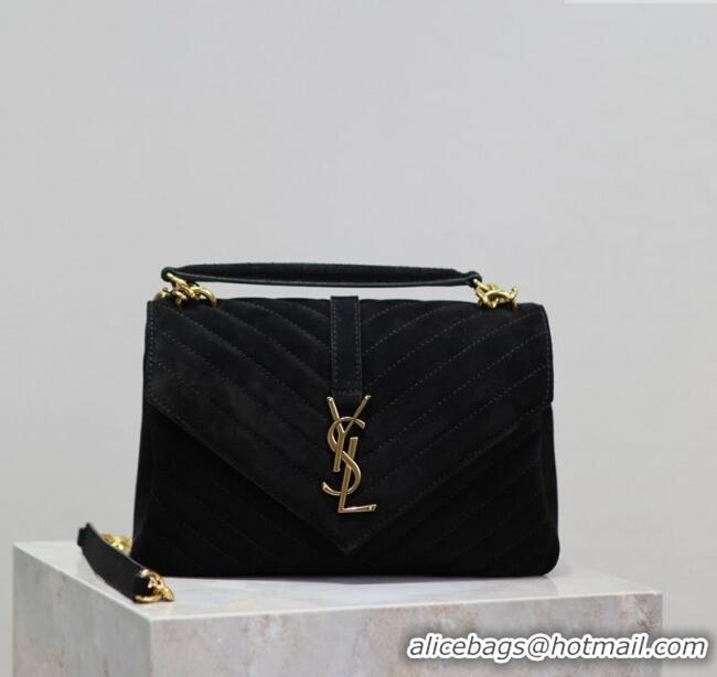 Trendy Design Saint Laurent Medium Monogram College Bag in Suede 392737 Black 2025