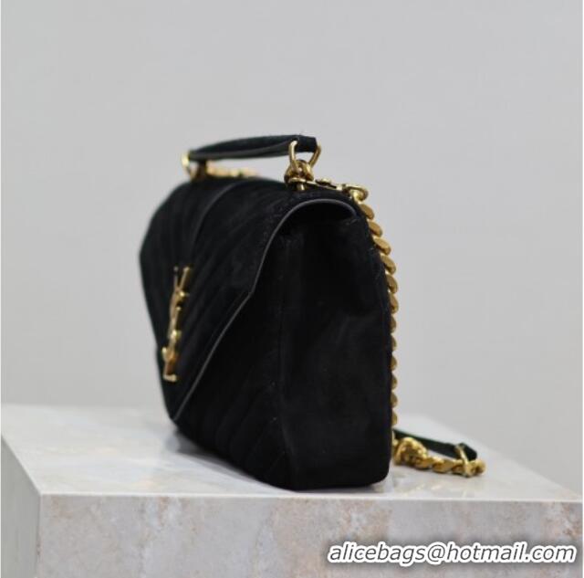 Trendy Design Saint Laurent Medium Monogram College Bag in Suede 392737 Black 2025