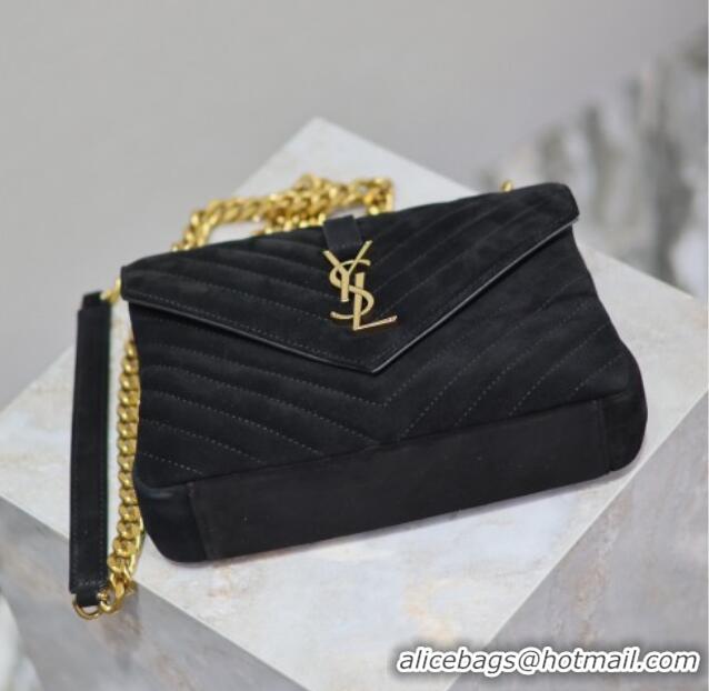 Trendy Design Saint Laurent Medium Monogram College Bag in Suede 392737 Black 2025
