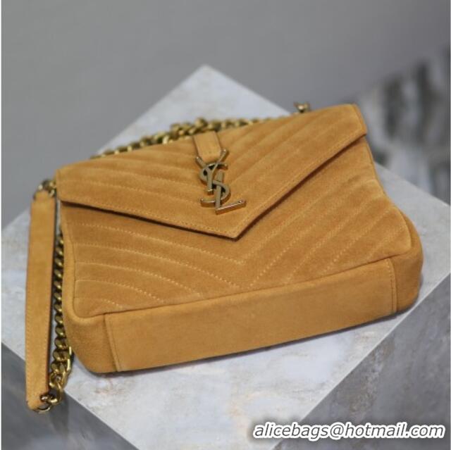 Top Grade Saint Laurent Medium Monogram College Bag in Suede 392737 Clay Yellow 2025