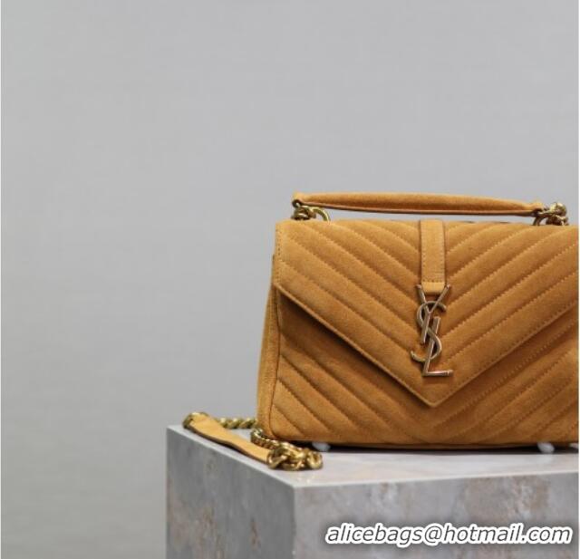 Top Grade Saint Laurent Medium Monogram College Bag in Suede 392737 Clay Yellow 2025