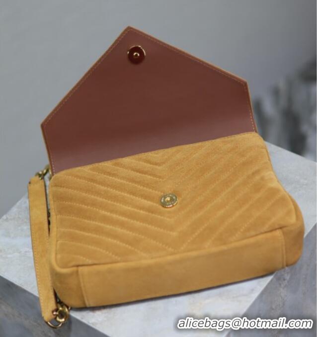 Top Grade Saint Laurent Medium Monogram College Bag in Suede 392737 Clay Yellow 2025