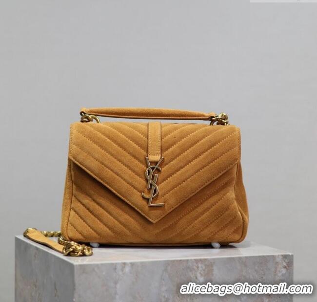 Top Grade Saint Laurent Medium Monogram College Bag in Suede 392737 Clay Yellow 2025