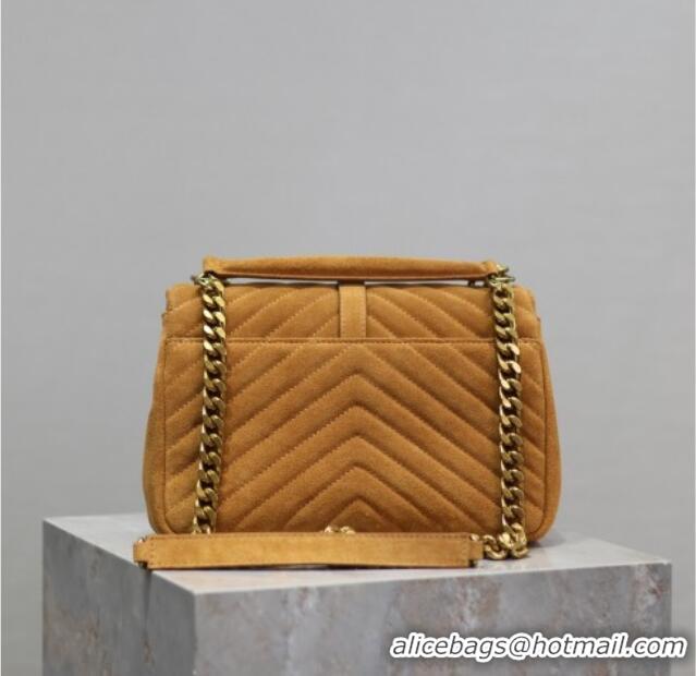Top Grade Saint Laurent Medium Monogram College Bag in Suede 392737 Clay Yellow 2025