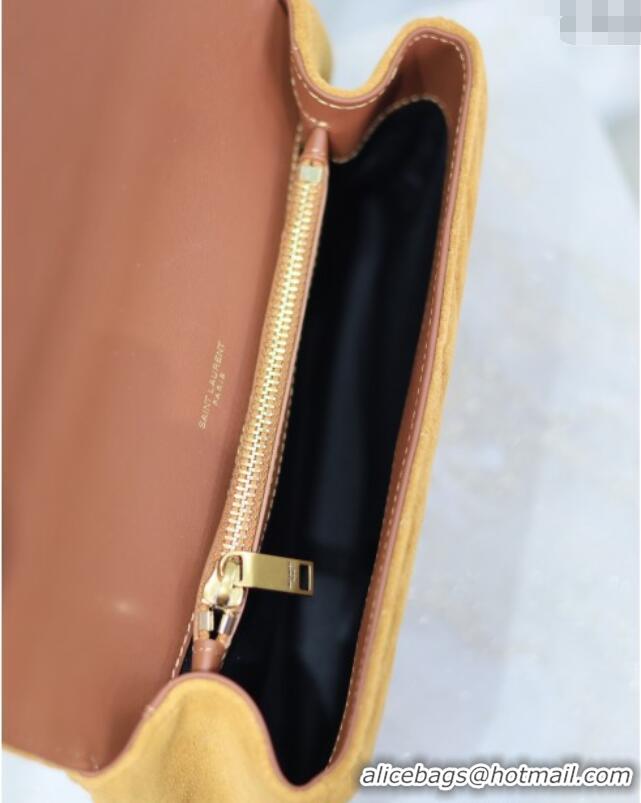 Top Grade Saint Laurent Medium Monogram College Bag in Suede 392737 Clay Yellow 2025