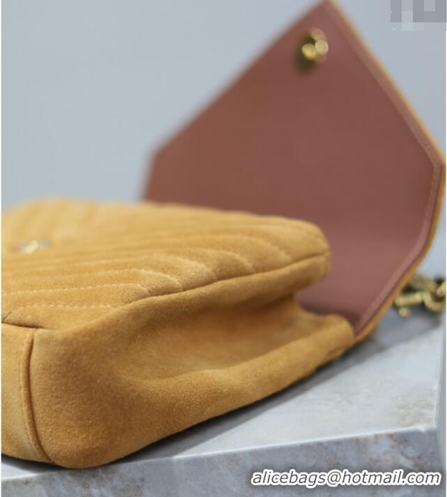 Top Grade Saint Laurent Medium Monogram College Bag in Suede 392737 Clay Yellow 2025