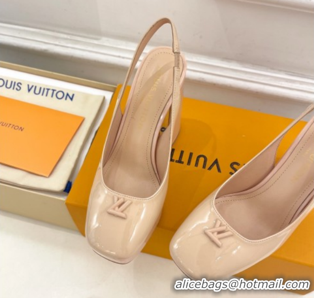 Best Product Louis Vuitton Swing Platform Slingbacks Pump 11cm in Patent Leather Nude 1AIDF8 1219063
