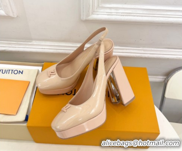 Best Product Louis Vuitton Swing Platform Slingbacks Pump 11cm in Patent Leather Nude 1AIDF8 1219063