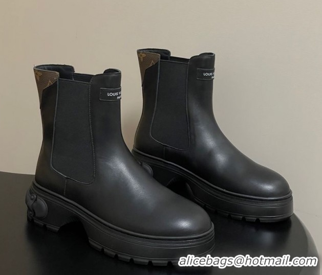 Best Price Louis Vuitton LV Squad Chelsea Ankle Boots 5cm in Calf Leather Black 1AICWP 1219071