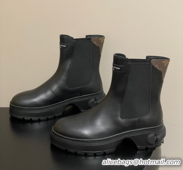 Best Price Louis Vuitton LV Squad Chelsea Ankle Boots 5cm in Calf Leather Black 1AICWP 1219071
