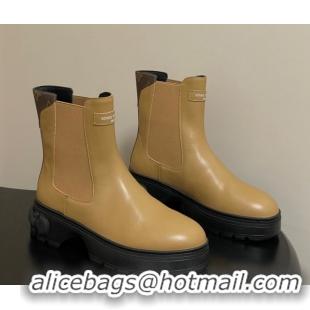 Stylish Louis Vuitton LV Squad Chelsea Ankle Boots 5cm in Calf Leather Beige 1AICWP 1219072