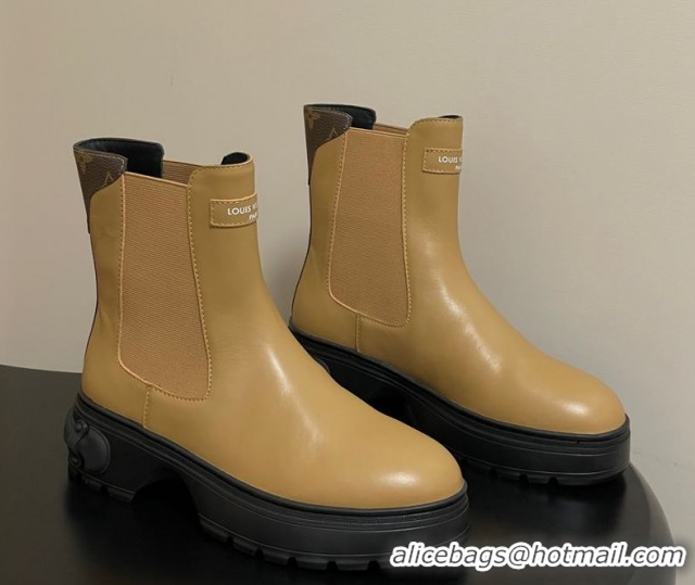 Stylish Louis Vuitton LV Squad Chelsea Ankle Boots 5cm in Calf Leather Beige 1AICWP 1219072