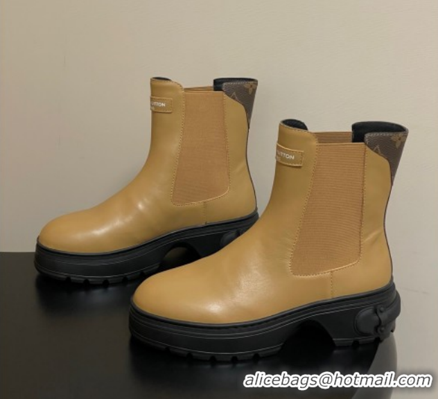 Stylish Louis Vuitton LV Squad Chelsea Ankle Boots 5cm in Calf Leather Beige 1AICWP 1219072