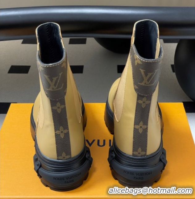 Stylish Louis Vuitton LV Squad Chelsea Ankle Boots 5cm in Calf Leather Beige 1AICWP 1219072