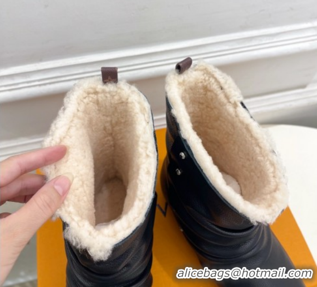 Classic Hot Louis Vuitton Nomad Flat Ankle Boots with Studs in Calf Leather Black 1AISDM 1219073