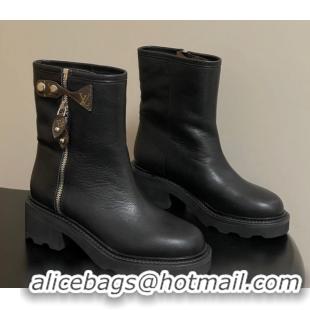 Buy Luxury Louis Vuitton LV Beaubourg Ankle Boots with Strap in Calf Leather Black 1AIDD8 1219075