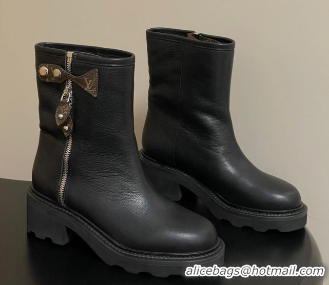 Buy Luxury Louis Vuitton LV Beaubourg Ankle Boots with Strap in Calf Leather Black 1AIDD8 1219075
