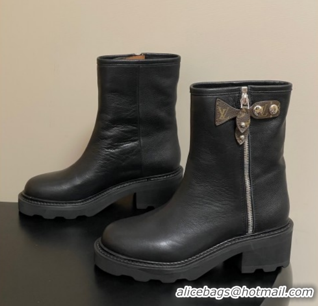 Buy Luxury Louis Vuitton LV Beaubourg Ankle Boots with Strap in Calf Leather Black 1AIDD8 1219075