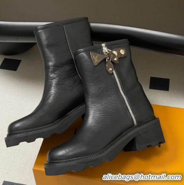 Buy Luxury Louis Vuitton LV Beaubourg Ankle Boots with Strap in Calf Leather Black 1AIDD8 1219075