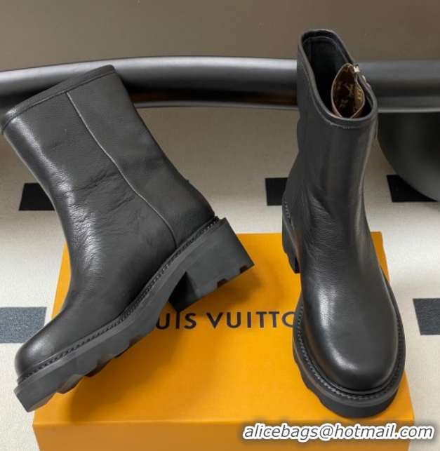 Buy Luxury Louis Vuitton LV Beaubourg Ankle Boots with Strap in Calf Leather Black 1AIDD8 1219075
