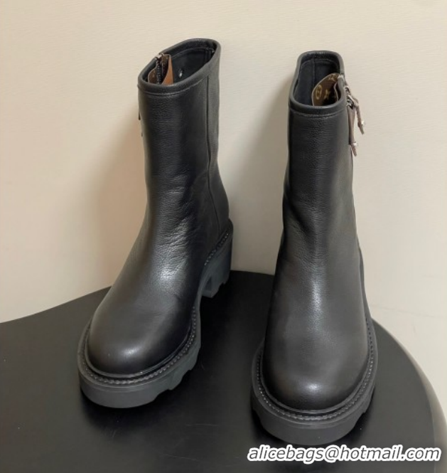 Buy Luxury Louis Vuitton LV Beaubourg Ankle Boots with Strap in Calf Leather Black 1AIDD8 1219075