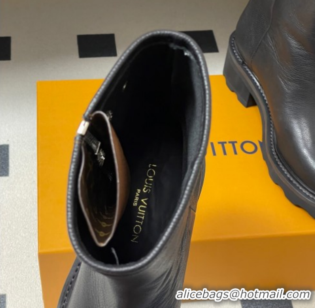 Buy Luxury Louis Vuitton LV Beaubourg Ankle Boots with Strap in Calf Leather Black 1AIDD8 1219075