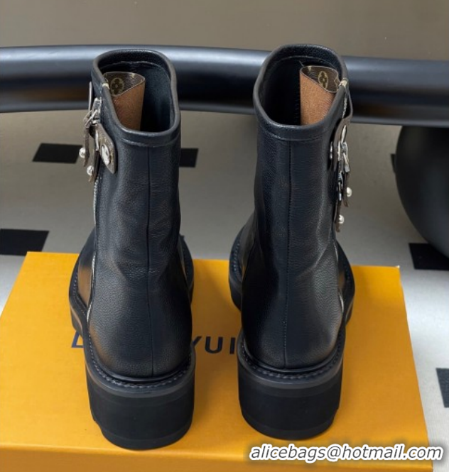 Buy Luxury Louis Vuitton LV Beaubourg Ankle Boots with Strap in Calf Leather Black 1AIDD8 1219075