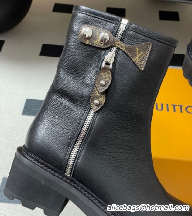 Buy Luxury Louis Vuitton LV Beaubourg Ankle Boots with Strap in Calf Leather Black 1AIDD8 1219075