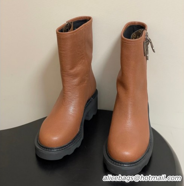 Good Product Louis Vuitton LV Beaubourg Ankle Boots with Strap in Calf Leather Brown 1AIDD8 1219076