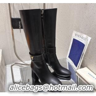 Perfect Louis Vuitton Midtown High Heel Boots 9.5cm in Calfskin Leather Black 1AIUK0 1219077