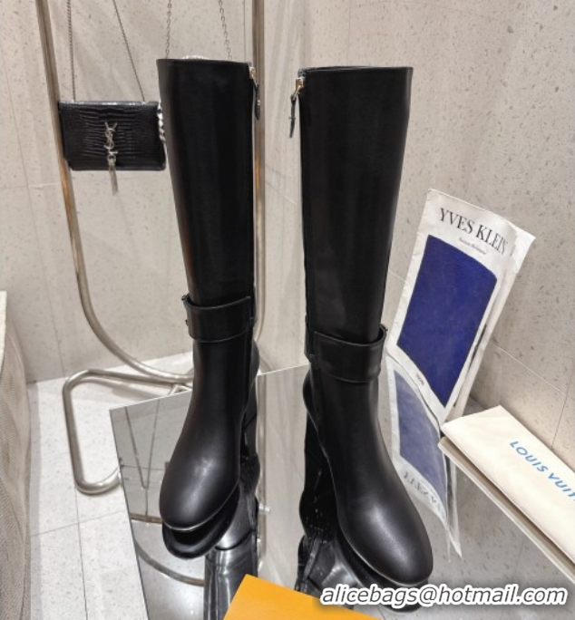 Perfect Louis Vuitton Midtown High Heel Boots 9.5cm in Calfskin Leather Black 1AIUK0 1219077
