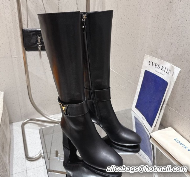 Perfect Louis Vuitton Midtown High Heel Boots 9.5cm in Calfskin Leather Black 1AIUK0 1219077
