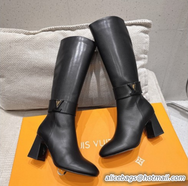 Perfect Louis Vuitton Midtown High Heel Boots 9.5cm in Calfskin Leather Black 1AIUK0 1219077