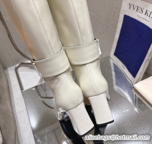 Shop Duplicate Louis Vuitton Midtown High Heel Boots 9.5cm in Calfskin Leather White 1AIUK0 1219079