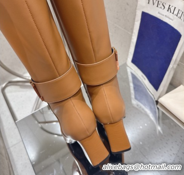 Good Quality Louis Vuitton Midtown High Heel Boots 9.5cm in Calfskin Leather Light Brown 1AIUK0 1219080