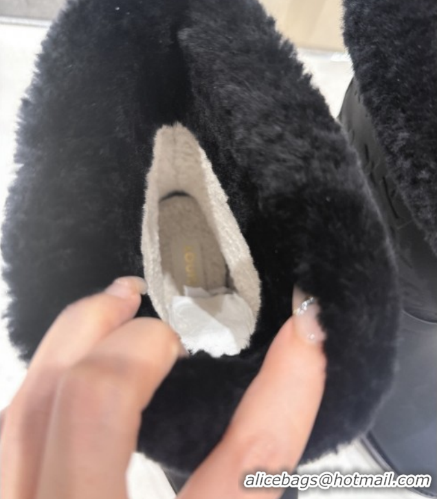 Luxury Cheap Louis Vuitton Territory Ankle Boots in Nubuck Leather and Wool with Buckle Black 1AIU42 1219082