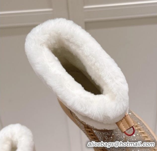 Charming Louis Vuitton Cortina Platform Ankle Boots in Suede with Strass Beige 1AIUEY 
