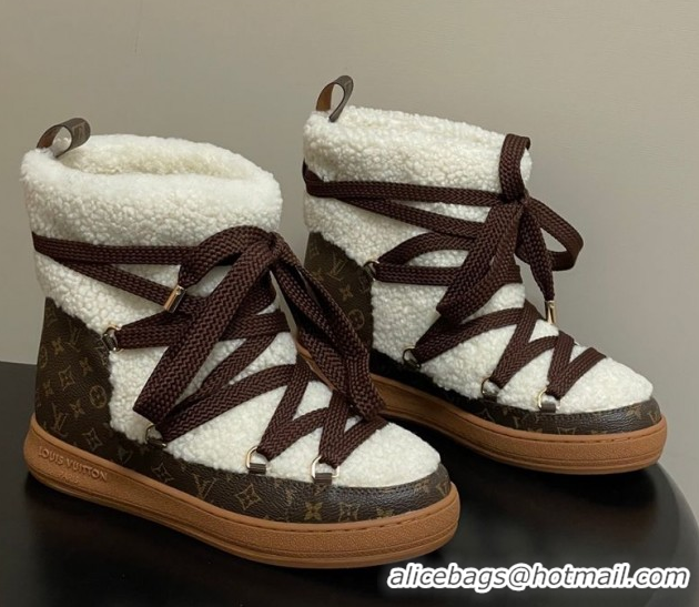 Best Product Louis Vuitton LV Cloud Lace-Up Ankle Boot Sneakers in Shearling and Monogram Canvas White 1AIV15 1219090