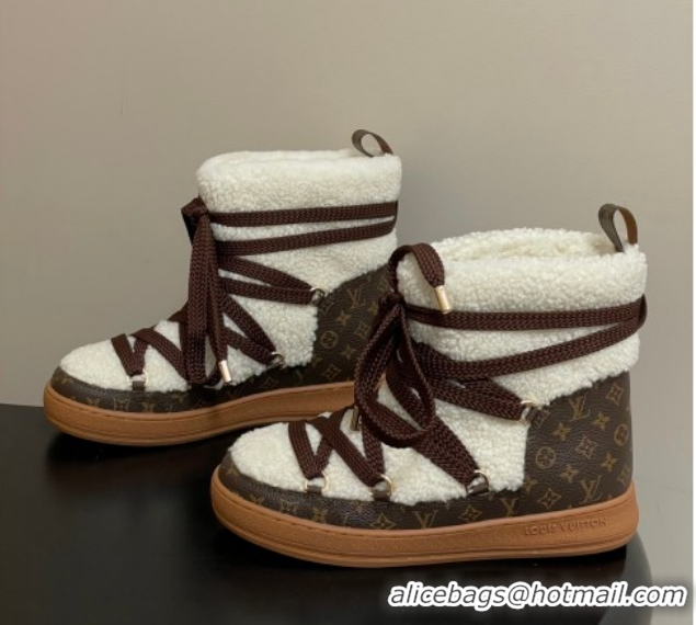 Best Product Louis Vuitton LV Cloud Lace-Up Ankle Boot Sneakers in Shearling and Monogram Canvas White 1AIV15 1219090