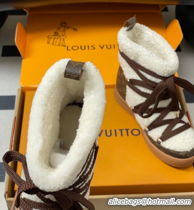 Best Product Louis Vuitton LV Cloud Lace-Up Ankle Boot Sneakers in Shearling and Monogram Canvas White 1AIV15 1219090