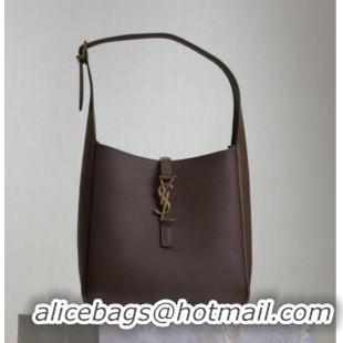 Best Quality Saint Laurent LE 5 A 7 Supple Small Hobo Bag in Grained Leather 713938 Pecan Brown 2025