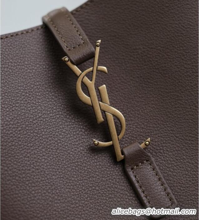 Best Quality Saint Laurent LE 5 A 7 Supple Small Hobo Bag in Grained Leather 713938 Pecan Brown 2025