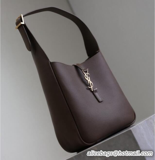 Best Quality Saint Laurent LE 5 A 7 Supple Small Hobo Bag in Grained Leather 713938 Pecan Brown 2025