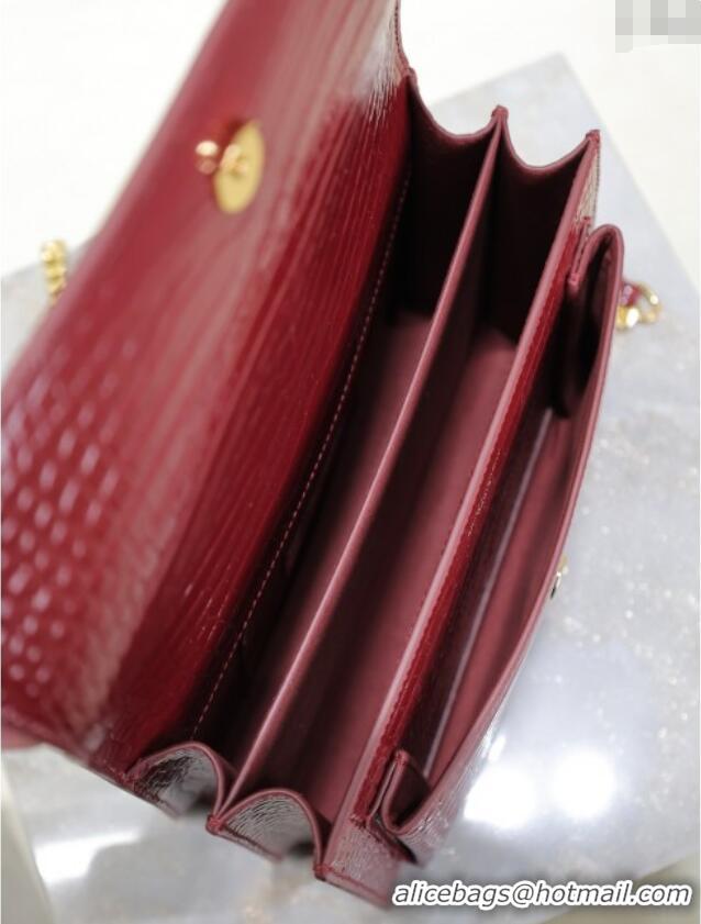Grade Design Saint Laurent Sunset Medium Bag in Crocodile Embossed Leather 442906 Red 2025