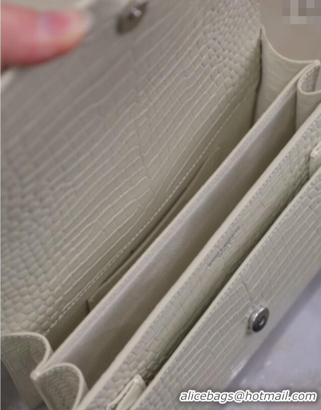 Buy Discount Saint Laurent Sunset Medium Bag in Crocodile Embossed Leather 442906 White/Silver 2025