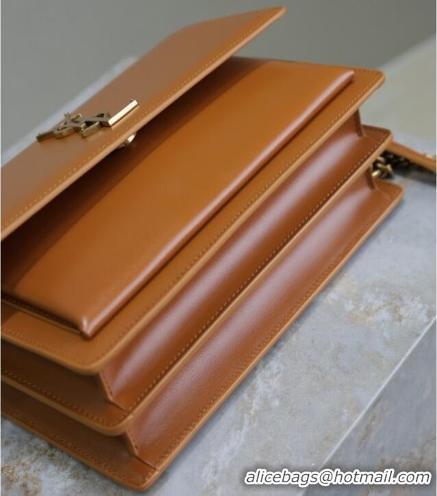 Good Product Saint Laurent Sunset Medium Bag in Box Leather 442906 Caramel Brown 2025