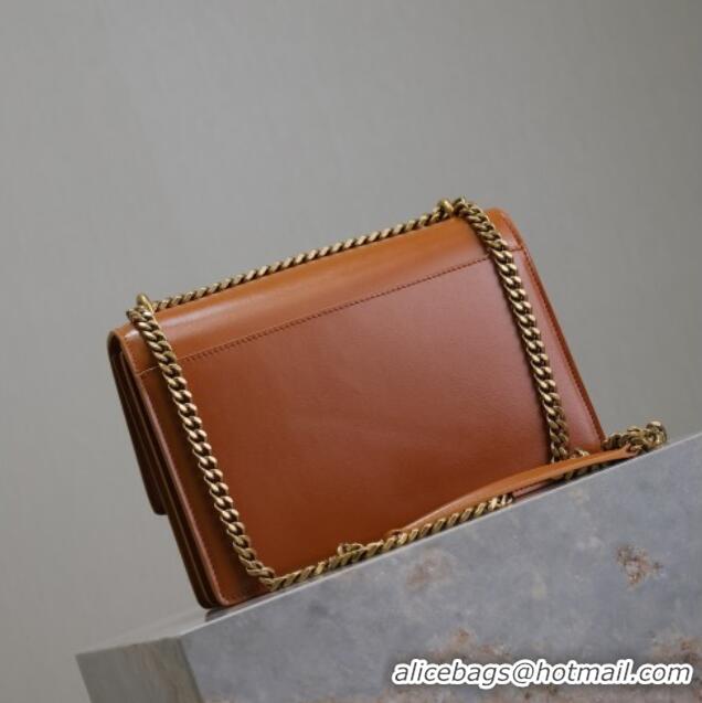 Good Product Saint Laurent Sunset Medium Bag in Box Leather 442906 Caramel Brown 2025
