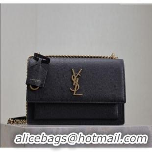 Grade Design Saint Laurent Sunset Medium Bag in Saffiano Leather 442906 Black/Gold 2025
