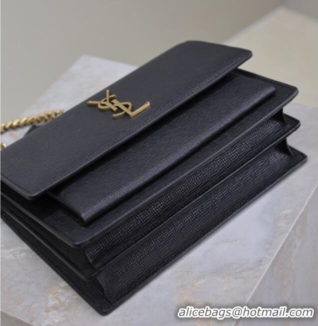 Grade Design Saint Laurent Sunset Medium Bag in Saffiano Leather 442906 Black/Gold 2025