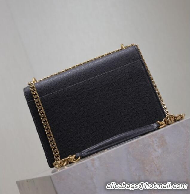 Grade Design Saint Laurent Sunset Medium Bag in Saffiano Leather 442906 Black/Gold 2025